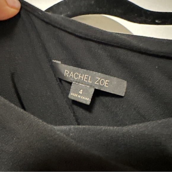 Rachel Zoe Black Jersey One Shoulder Long Sleeve asymmetrical hem Dress Size 4 - Picture 2 of 8